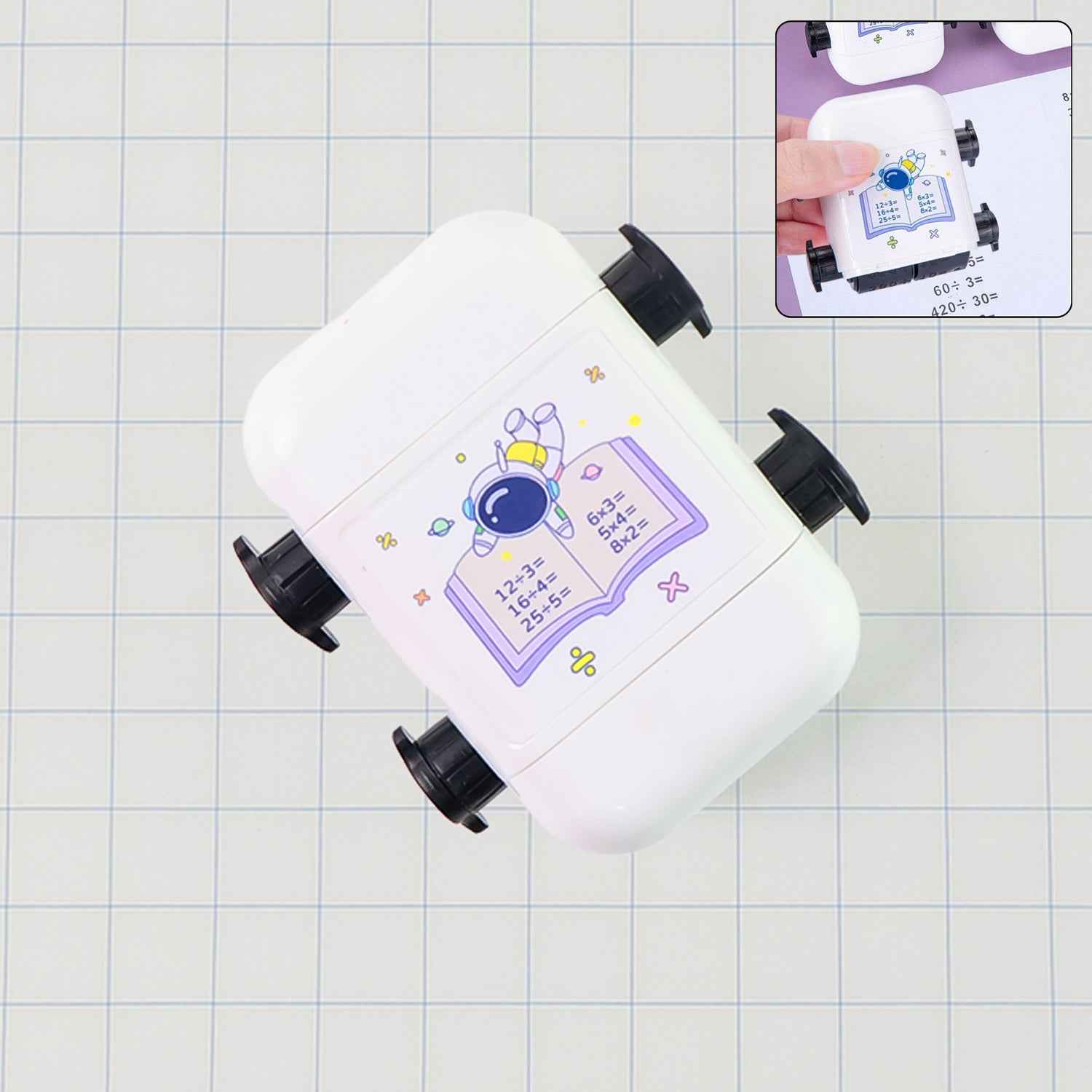 Math Problem Rolling Stamp – Fun Astronaut Educational Toy