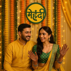 Mehndi Ceremony Wall Hanging – Lightweight Round Decorative Sign