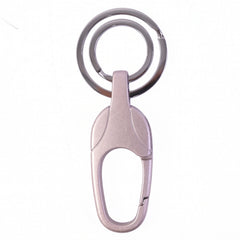 Side profile of sleek, durable metal keychain