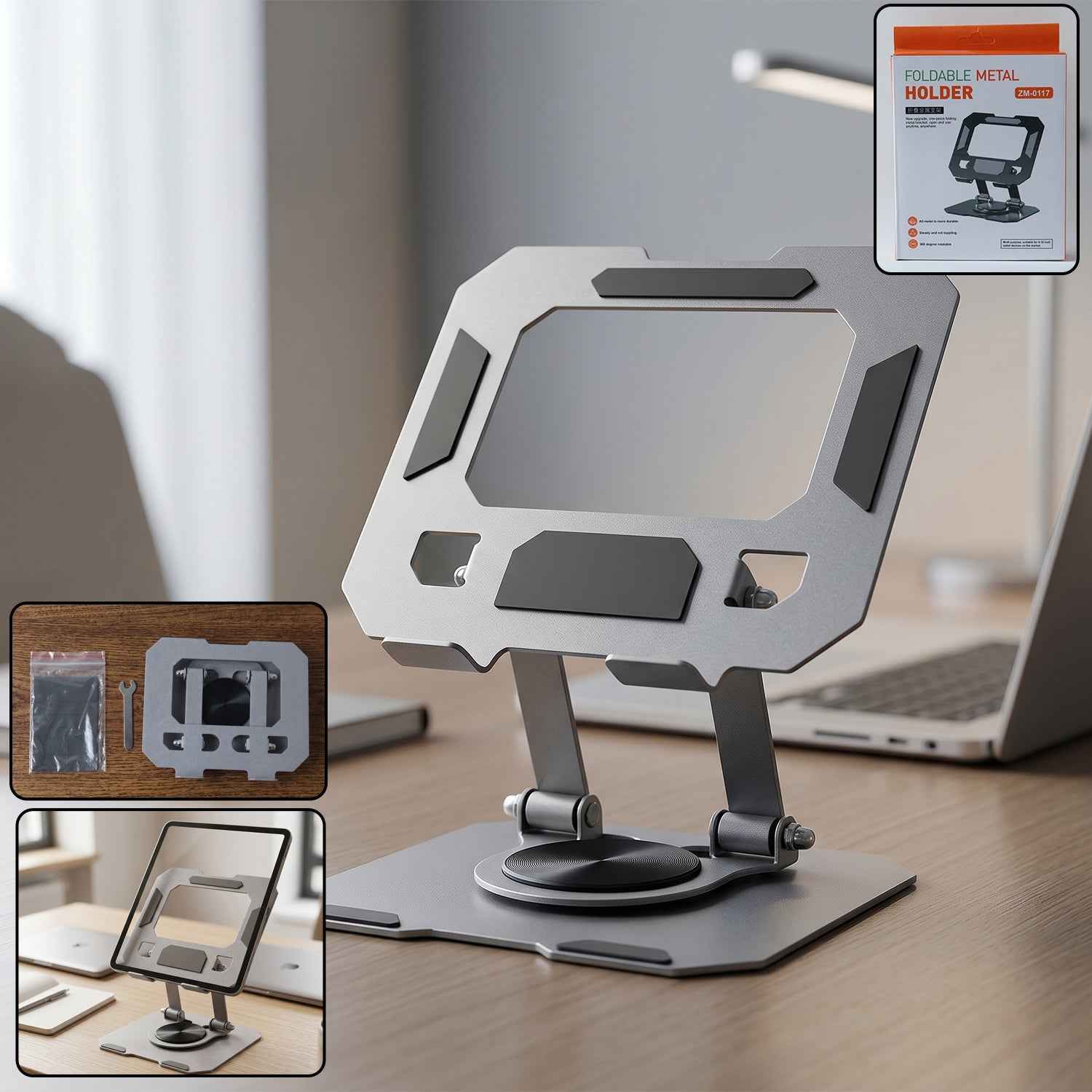 Foldable Metal Phone & Tablet Stand Ð Adjustable & Portable Desktop Support