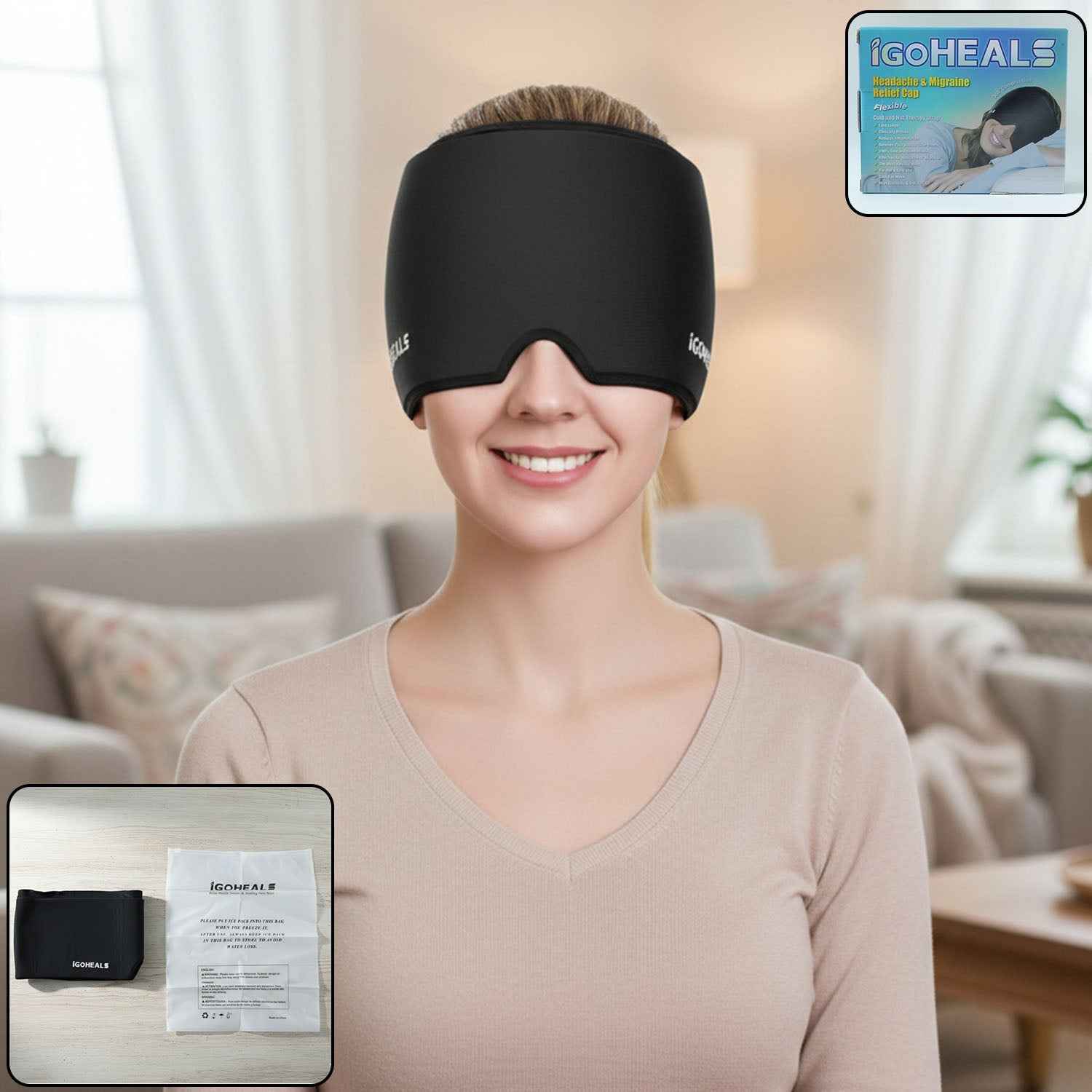 Hot & Cold Therapy Headache Relief Cap – Full Coverage Comfort