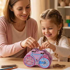 Bicycle Shape Piggy Bank Ð Colourful KidsÕ Saving Toy with Lock