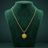 Gold Finish Floral Pendant Necklace – Elegant Traditional Design