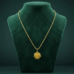 Gold Finish Floral Pendant Necklace – Elegant Traditional Design