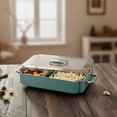 4 Compartment Plastic Food Storage Container – Multipurpose Kitchen Organizer