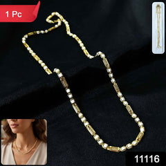 Gold Tone Designer Chain Necklace – Elegant Stone Detail