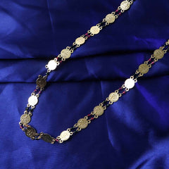 Gold Tone Coin Beaded Necklace – Traditional Ethnic Long Chain