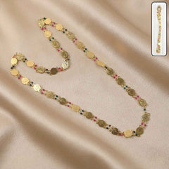 Gold Tone Coin Beaded Necklace – Traditional Ethnic Long Chain