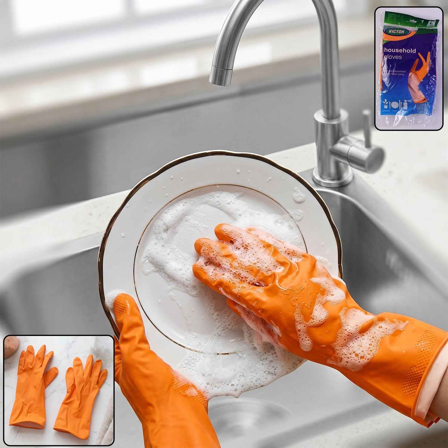 Reusable Rubber Cleaning Gloves Ð Waterproof & Durable for Kitchen