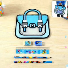 Kids Stationery Kit – 5 in 1 Cartoon Style Carry Bag