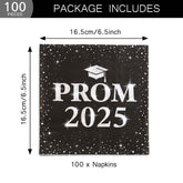 Prom 2025 Party Napkins – Durable 3-Ply Graduation Decor
