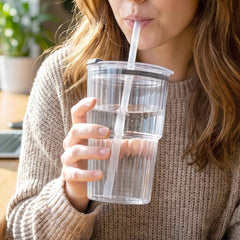 Plastic Tumbler with Lid – 450ml Reusable, Clear & Leak-Proof
