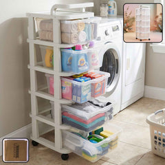 5 Layer Plastic Storage Drawer Rack Organizer with Wheels for Home (1 Pc)
