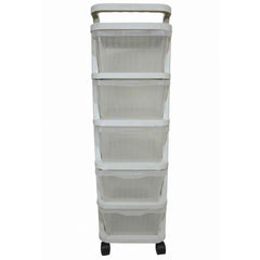 5 Layer Plastic Storage Drawer Rack Organizer with Wheels for Home (1 Pc)