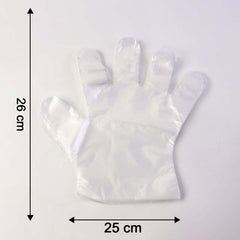Size label of disposable clear plastic gloves pack