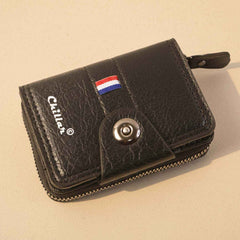 Black Zip-Around Card Holder Wallet – Secure Multi-Card Organizer