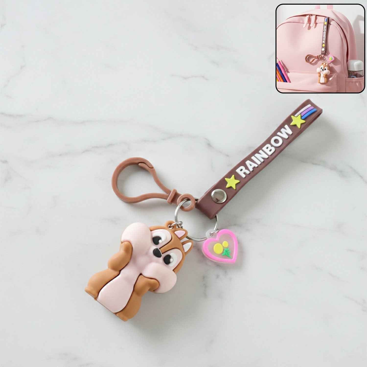 Cartoon Animal Silicone Keychain – Cute Rainbow Strap Accessory