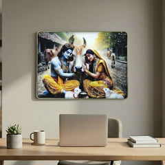 Radha Krishna Village Scene Wall Frame – Peaceful & Elegant Decor