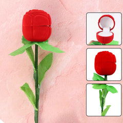 Artificial Rose Ring Box Set – 2 Piece Flower-Shaped Gift