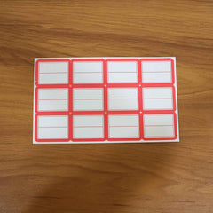 Self-Adhesive Label Sticker Sheet – Red & White Rectangular