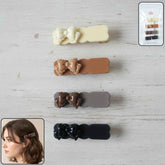 Elegant Bow Hair Clips Set – Stylish 4-Piece Snap Clips Combo