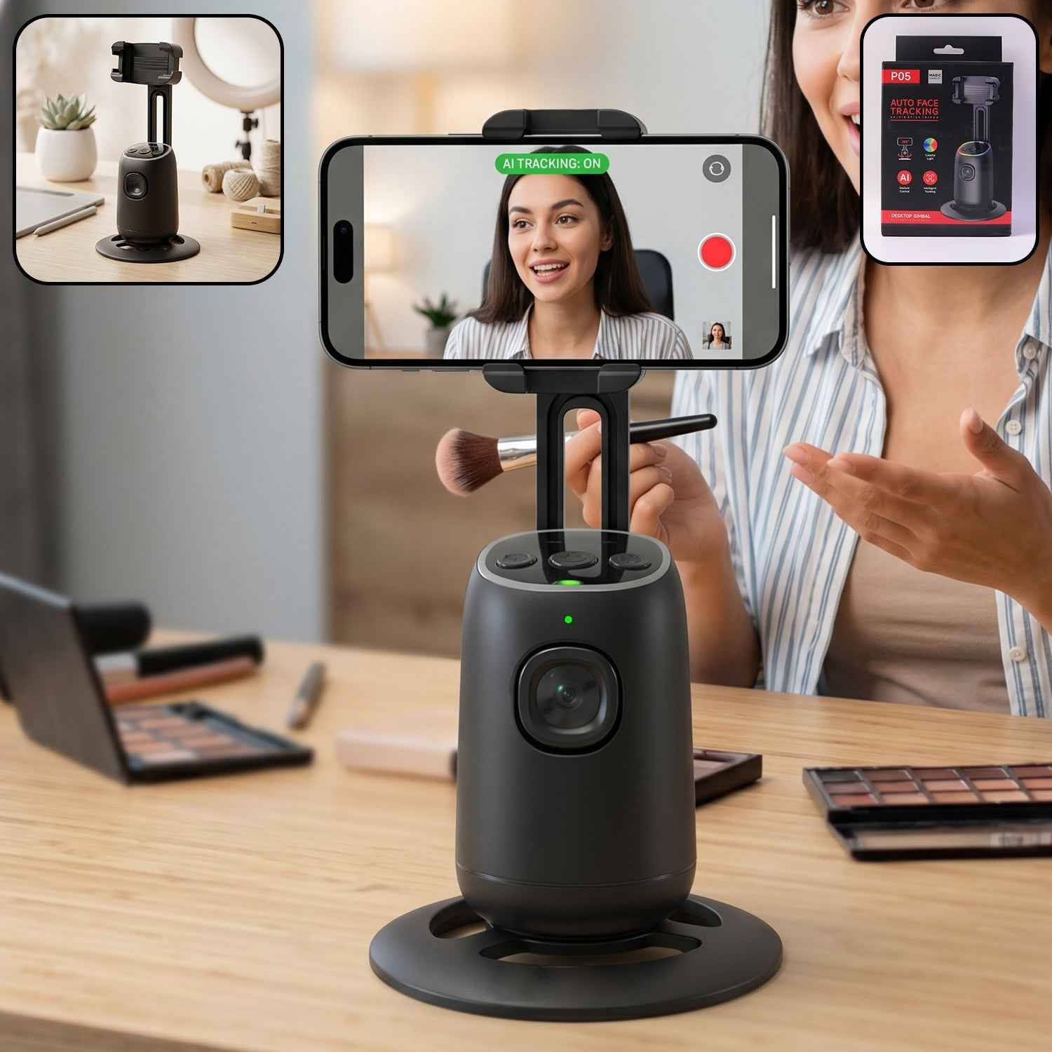 AI Face Tracking Mobile Holder Ð Hands-Free 360¡ Video Streaming