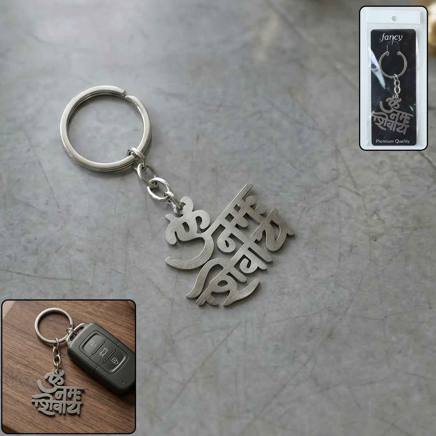 Om Namah Shivay Keychain – Durable Metal Spiritual Accessory