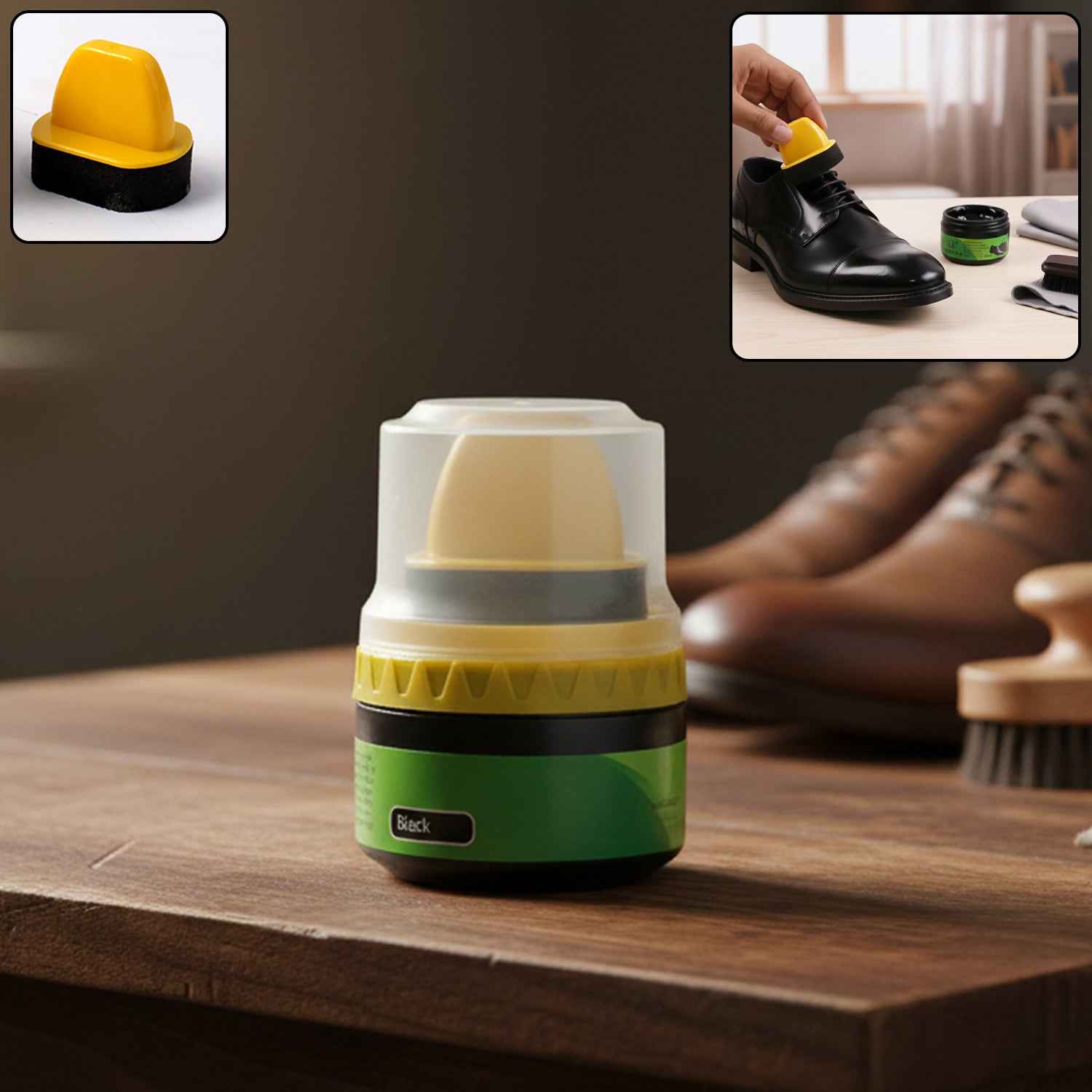 Black Shoe Polish Cream – Built-in Sponge for Easy Application