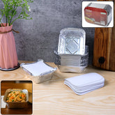 250 ml disposable aluminium food container with lid showing silver foil tray