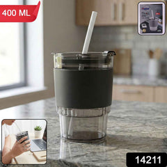 Plastic Tumbler with Lid – 400ml Reusable, Clear & Leak-Proof