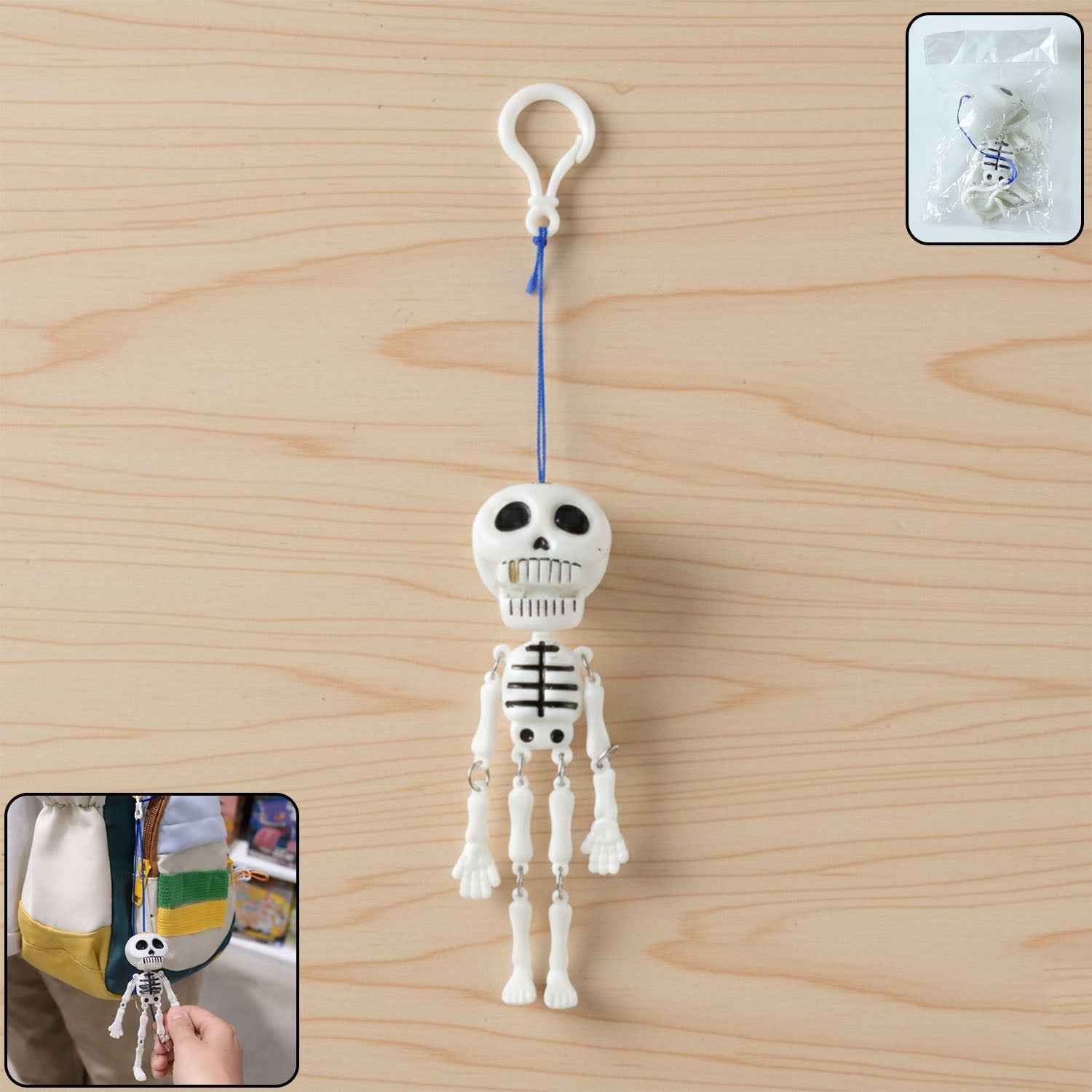 Skeleton Doll Keychain – Fun Hanging Clip-On Bag Charm