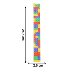 Colorful snap slap bracelet beside ruler showing size for kids