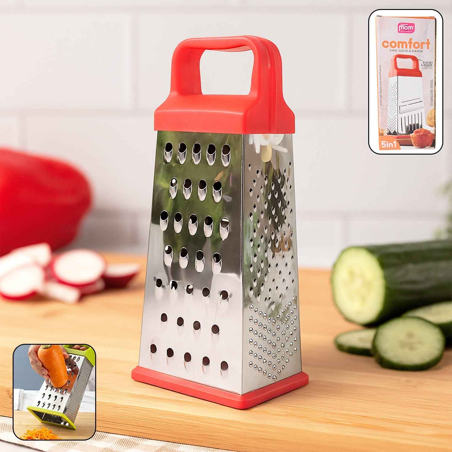 Stainless Steel Grater 5-in-1 – Comfort & Versatility