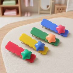 Star Design Hair Clip Set – Colorful & Decorative 4 Pieces