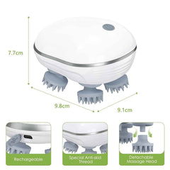 Electric Scalp Massager – Portable USB Rechargeable with 4 Heads