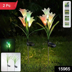 Solar Garden Flower Lights – Set of 2 Vibrant Multicolour LEDs