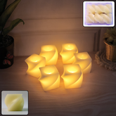 Square LED Flameless Candles – Set of 6 for Home Decor & Pooja