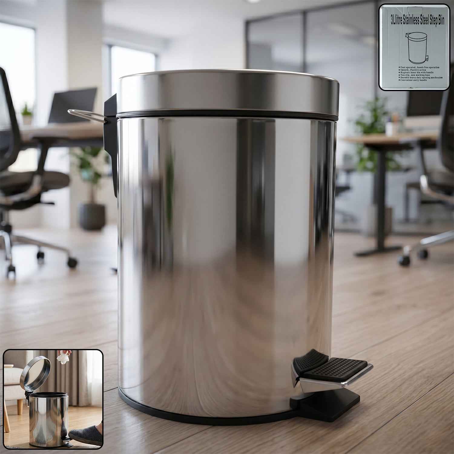 Stainless Steel Pedal Dustbin Ð Compact & Hygienic Waste Disposal