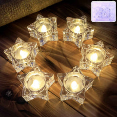 Star-Shaped LED Candles – Flameless Battery-Operated Set of 6