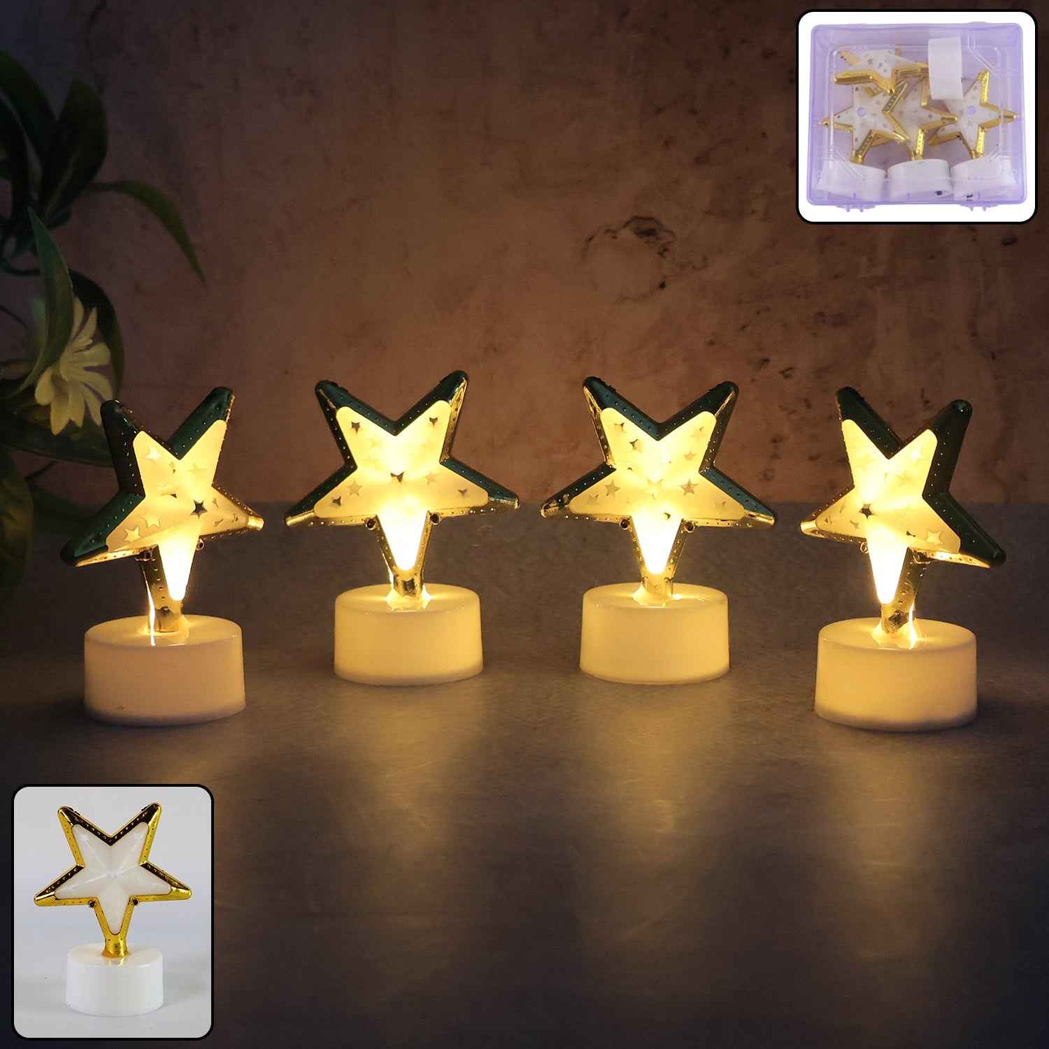 Star Shaped Flameless LED Candles – Set of 4 for Home Decor