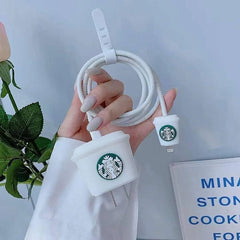 White Starbucks silicone cover for Apple charger 20W/18W
