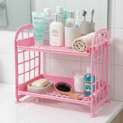 Small Plastic Storage Rack Ð Space-Saving 2-Tier Organizer