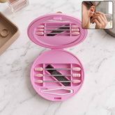 Reusable Silicone Cotton Swab Set with Mirror Case Washable Ear Buds (1 Set)