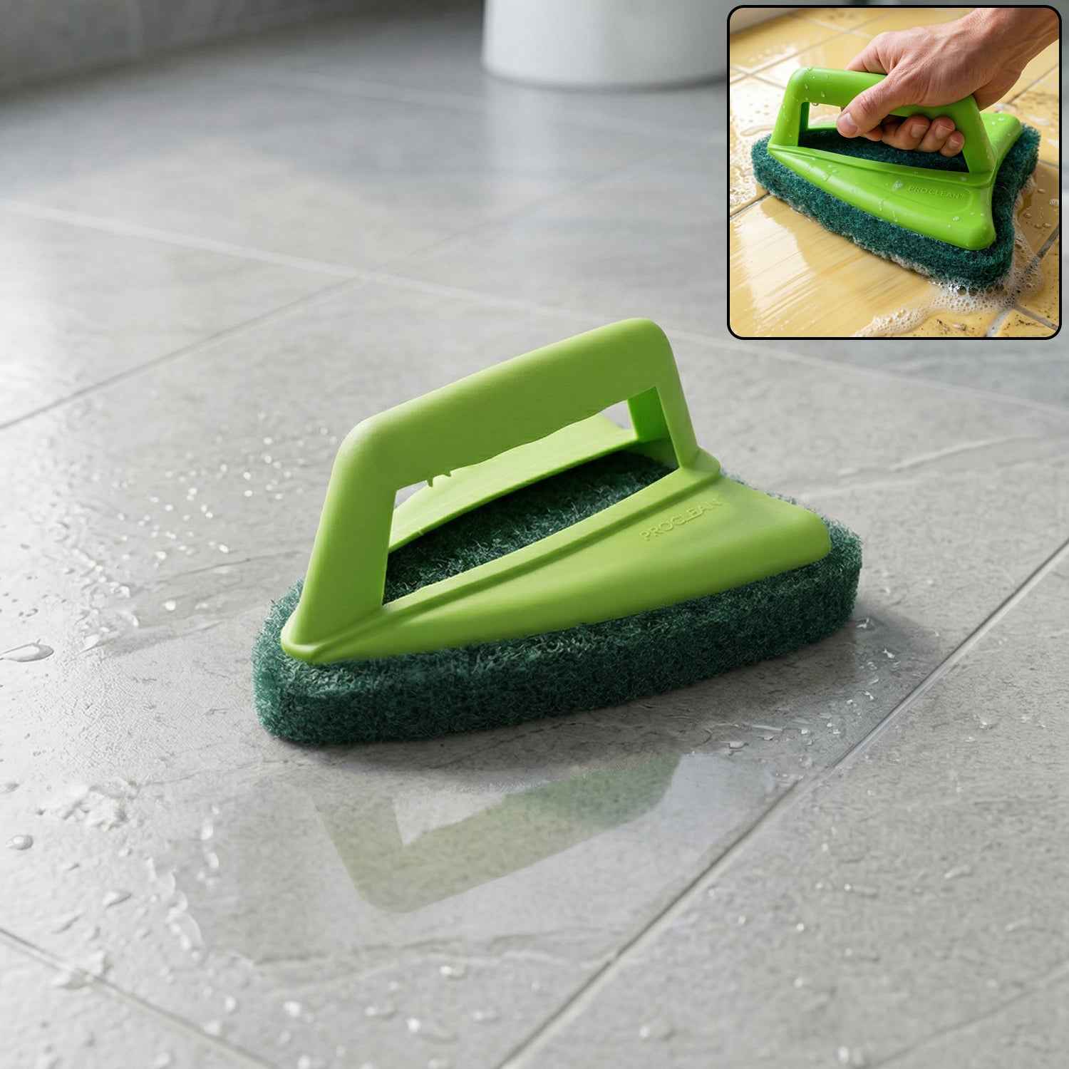 Bathroom Tile Scrubber – Abrasive Head & Handle | Pro Clean