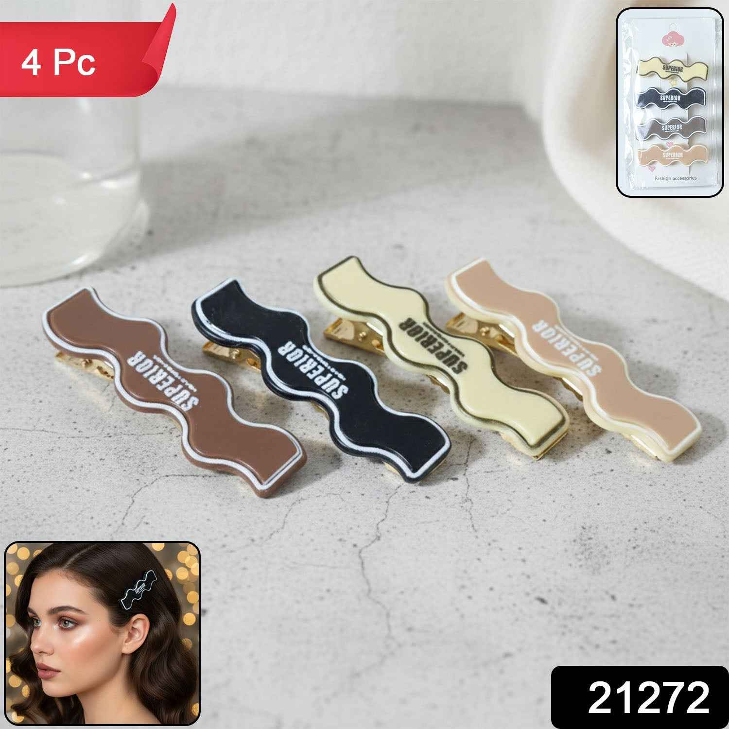 Premium Fashion Hair Clips – Superior Curved Snap Hold Set