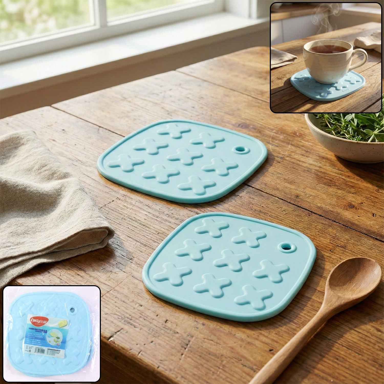 Heat-Resistant Cup Coaster & Hot Pot Pad Set – 2-Piece Durable Protection