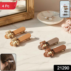 Teddy Bear Hair Clips – Cute & Lightweight Set of 4