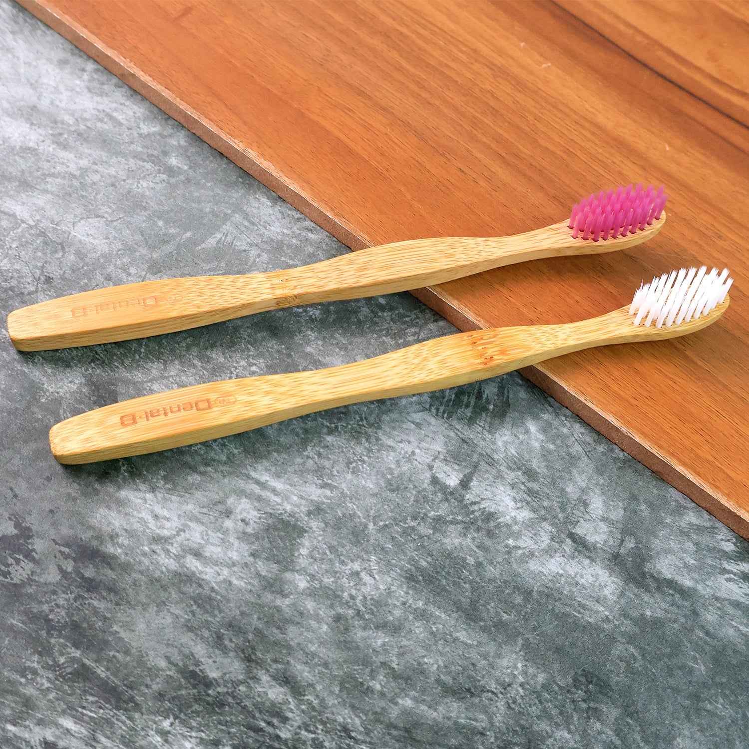 Bamboo Toothbrush Set – Eco-Friendly Medium Bristles (2 Pack)