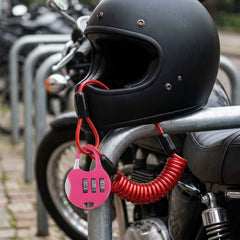 3 Digit Combination Helmet Cable Lock with Coiled Wire for Travel Safety (1 Pc)