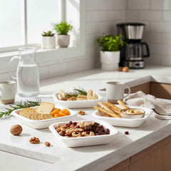 Disposable Food Tray Set – Square, 10 Pieces for Easy Serving